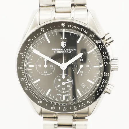 Herrur Pagani Design, kronograf, stål, automatisk Ø42mm, ref:PD-1701, datum, viklås, repig länk.