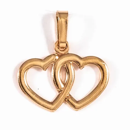 Hänge Guldfynd dubbelhjärtan bredd 15mm, längd 16,5mm, 18K 0,4g.  