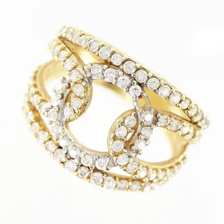 Ring med vita stenar stl:18, bredd 3-16mm, stenar saknas, 18K Vikt: 5,5 g