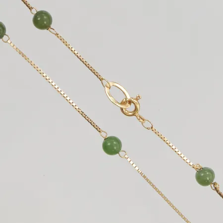 Collier 50cm bredd 5mm gröna stenar 18K 5,0g.