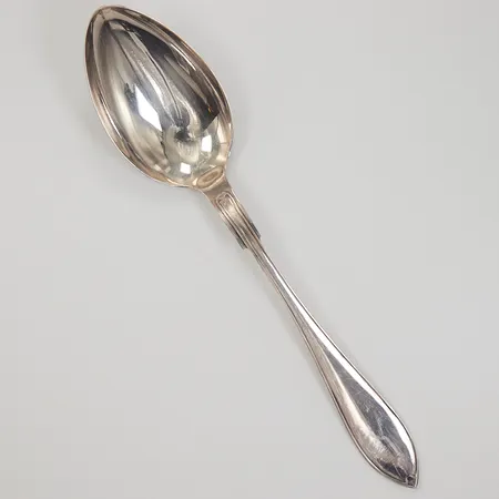 Matsked 21cm Svensk spetsig modell, Matsilver Ab år 1936, gravyr, silver 830/1000 Vikt: 59,5 g
