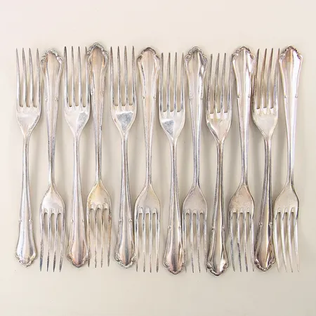 12 Förrättsgafflar modell Saga längd 15cm silver 830/1000 Vikt: 276,4 g