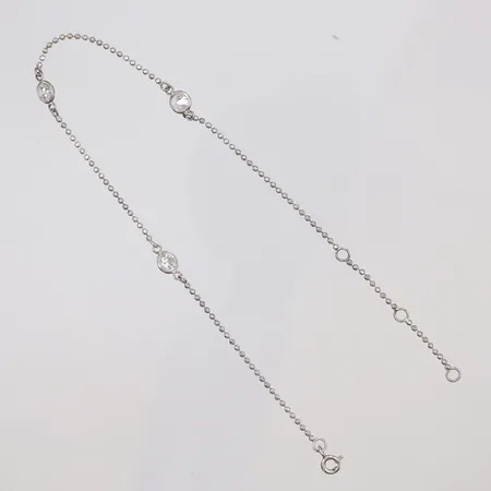 Fotlänk med vita stenar 23-27cm bredd 1-5mm silver 925/1000 Vikt: 2,4 g
