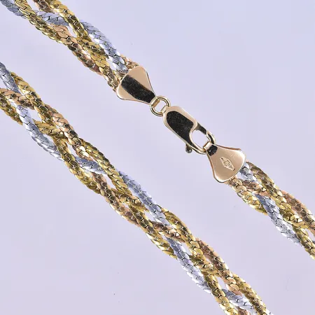 Collier Guldfynd längd 45,5 cm, bredd 6 mm rödguld7vitguld7gulguld 18K. Vikt: 9,2 g
