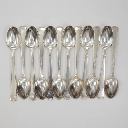 12 kaffeskedar modell Rosenholm 12cm GAB silver 830/1000 Vikt: 187,5 g