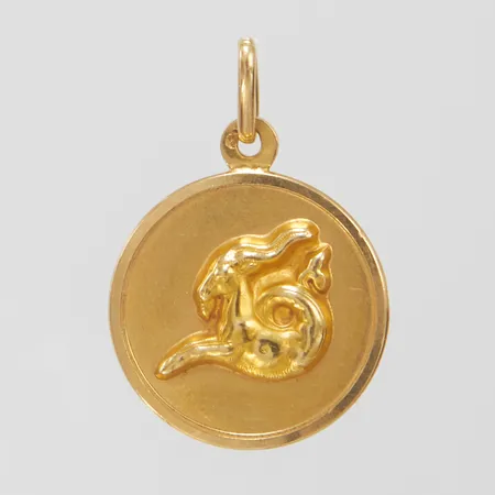 Hänge stjärntecken stenbock längd 2,7cm inkl ögla, Ø18mm, 18K Vikt: 2,1 g