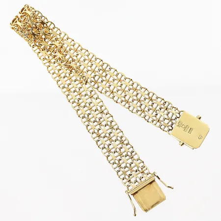 Armband X-länk med stav längd 19,5cm, bredd 12mm, smått slitage, 18K Vikt: 15,5 g