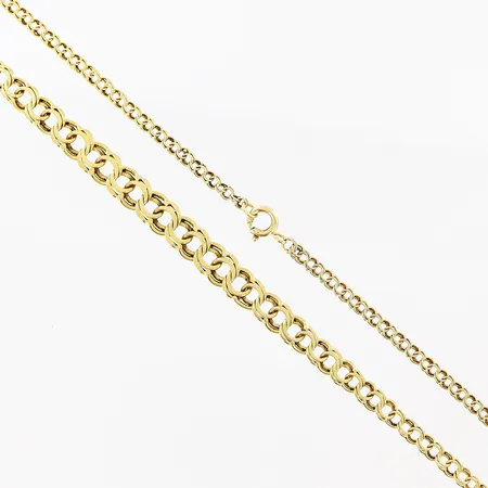 Collier doserad Bismarck längd 43,5cm, bredd 2,5-6mm, lås något trögt, 18K Vikt: 9,3 g