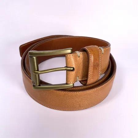 Skärp Mulberry cognacsfärgat läder mässingsdetalj längd 90cm bruksslitage
