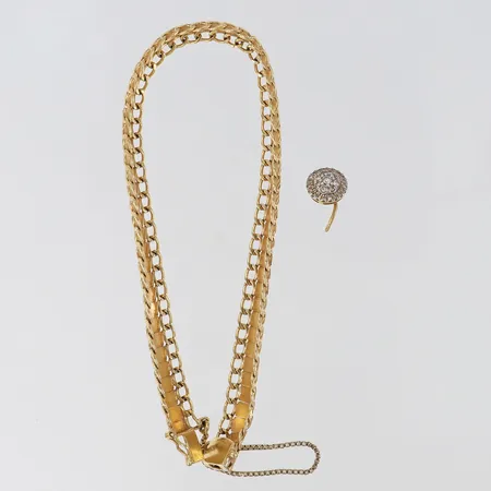Diverse guldsmycken armband, örhänge med diamanter, säkerhetskedja 14K, defekta, 18K Vikt: 9,8 g