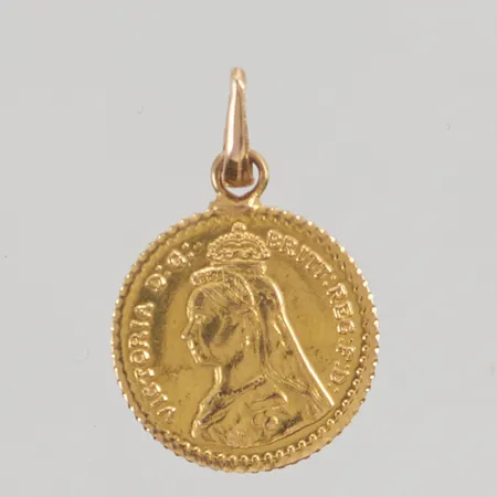 Mynthänge Victoria 1898, 13mm ögla i 18K mynt i 22K, 1,1g. 