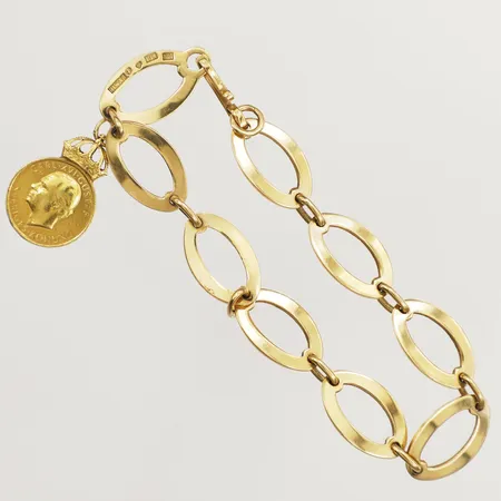 Armband med berlock 20cm bredd 11,2mm gravyr 18K Vikt: 19,4 g
