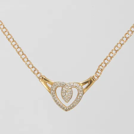 Kedja Bismarck med integrerat hänge hjärta med diamanter 20 x ca 0,005ct längd 42cm, bredd 2,5-12,5mm, GHA, 18K Vikt: 5,5 g