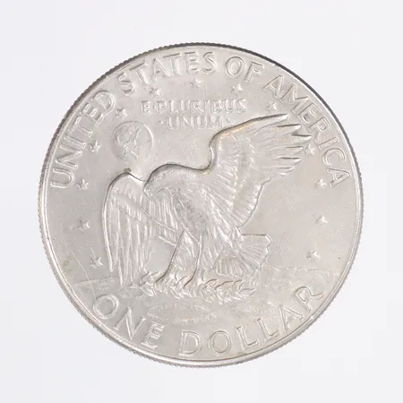 Mynt One Dollar Liberty 1974 USA Eisenhower koppar-nickel, med slitage