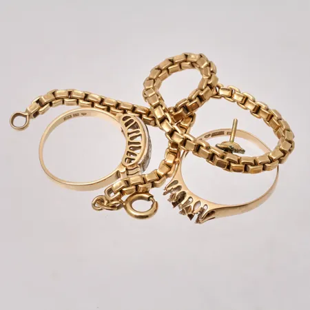 Diverse defekt guld, 18K, 10,61g.