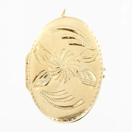 Hänge öppningsbar längd 28mm, defekt, 14K  Vikt: 2,6 g