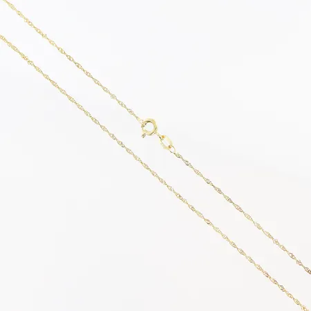 Kedja Singapore längd 44,5cm, bredd 1mm, mindre skevheter, 9K Vikt: 0,9 g