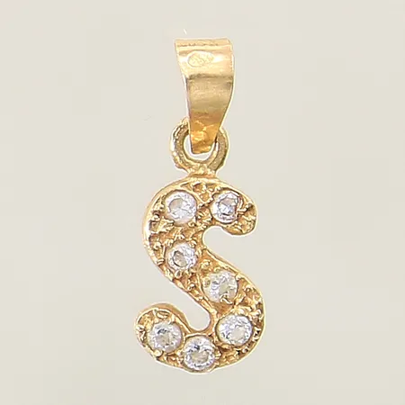 Hänge "S" 19x6,8mm otydlig stämpel 18K Vikt: 0,7 g