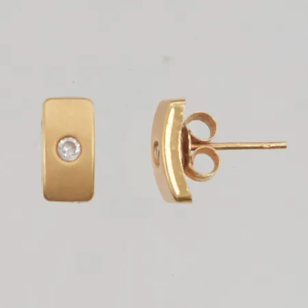 Örhängen 9mm vita stenar 18K 0,7g.