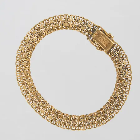 Armband x-länk med stav längd 19cm, bredd 8,5mm, 18K Vikt: 13,1 g
