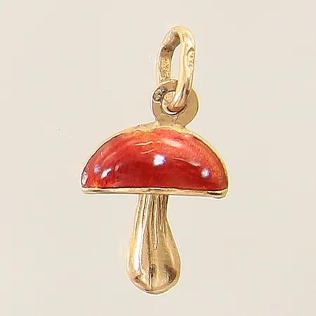 Hänge svamp med emaljdetaljer 20x11mm 18K  Vikt: 1,1 g