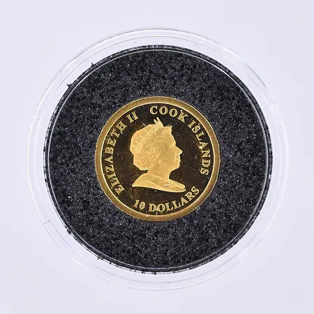 Mynt Oscar II Elizabeth II 2009 Ø14 mm, plast etui och plastficka 24K. Vikt: 1,2 g