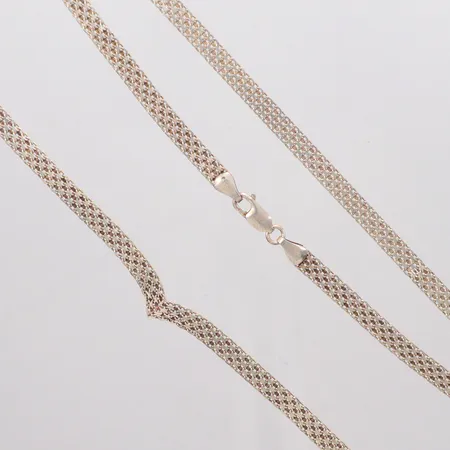 Set Collier X-länk längd 46cm, bredd 5,7mm, armband X-länk, längd 19,5cm, bredd 5,7g, defekt länk, silver 925/1000