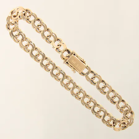Armband Bismarck längd 20cm bredd 7,2mm, slappt lås 18K  Vikt: 18,1 g