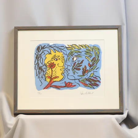 Tavla Henrik Allert (1937-2024) Litografi signerad och numrerad 42/150 motivmått 32x25cm i betsad träram Skickas med postpaket.