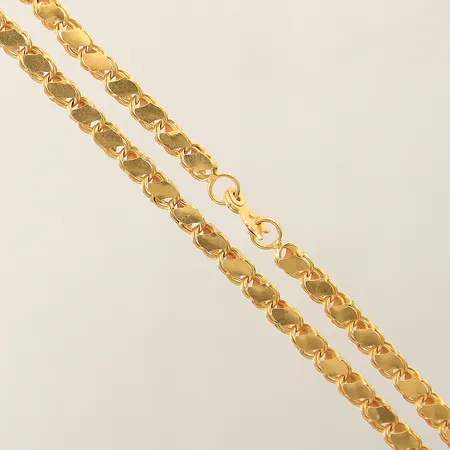 Collier längd 65cm bredd 4,6mm buckliga länkar 22K  Vikt: 18 g