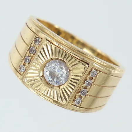 Ring vita stenar stl 18¾ bredd 5-12mm bucklig/repig skena ostämplad 14K Vikt: 9,1 g