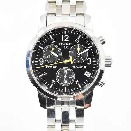Herrur Tissot PRC200 stål quartz Ø40mm, refnr T461, kronograf, datum, water resistent 200m, innermått inklusive boett ca 19 cm, stållänk med dubbelviklås.
