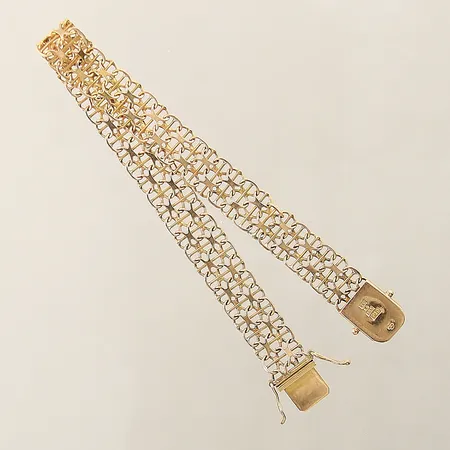 Armband X-länk längd 19cm bredd 8,6mm del av länk defekt 18K  Vikt: 10,7 g