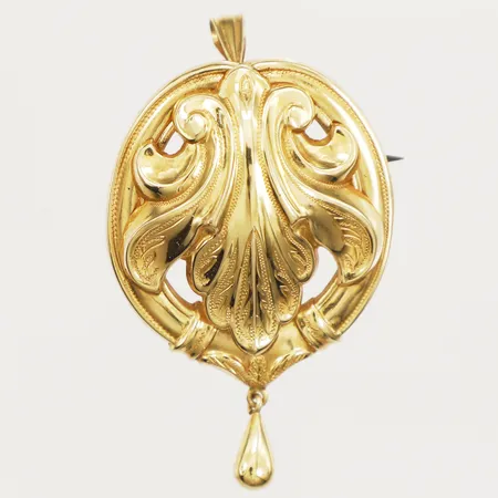Hänge/brosch 50mm nål ej guld 18K Vikt: 5 g