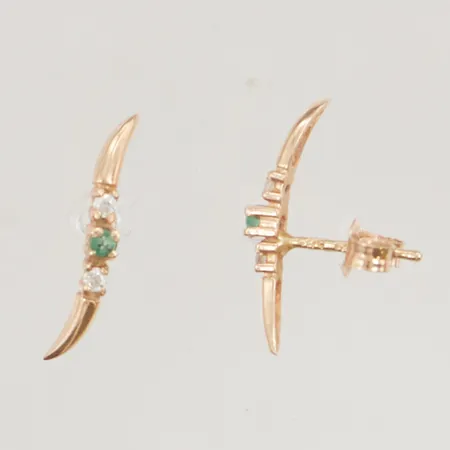 Örhängen 17mm gröna/vita stenar 14K 1,0g.