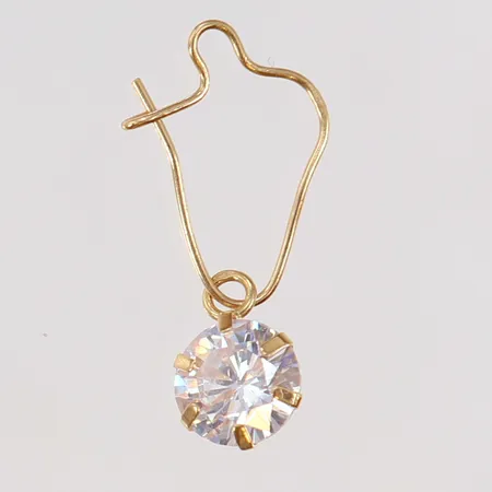 Udda örhänge med vit sten, längd 20mm, bredd ca 6mm, 18K Vikt: 0,5 g