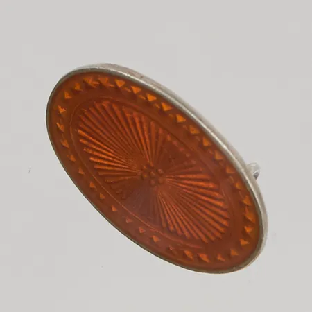 Brosch Gunnar Fjeld orange emalj 22mm 930/1000 Silver 3,1g.