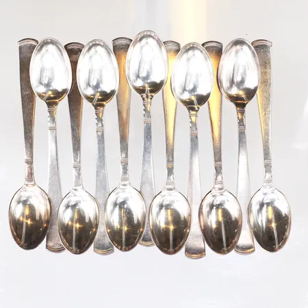 12 Kaffeskedar modell Rosenholm, 830/1000 silver. Vikt: 174,7 g