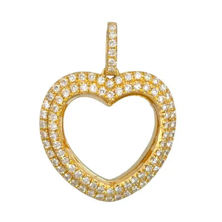 Diamanthänge Hjärta, 18K guld, Diamanter 87st - totalt 0,70ct, stämplat på öglans baksida, längd inkl. ögla 26 mm, bredd 20 mm, tjocklek 4 mm, fint skick Vikt: 5 g