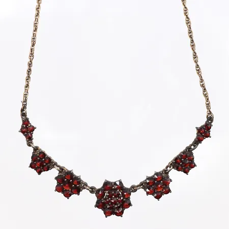 Collier Granater, längd:42cm, mässing.
