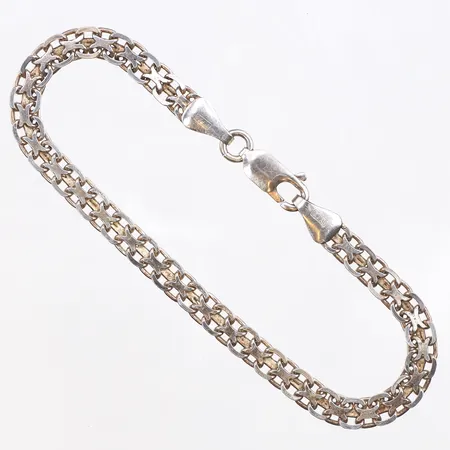 Armband X-länk, längd:18,5cm, bredd: 5mm, 925/1000 silver. Vikt: 6,7 g
