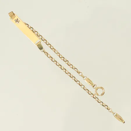 Armband ärtlänk med platta med genombruten dekor längd 14,5cm, bredd 2-4mm, går ej att låsa, 14K, 0,9g Vikt: 0,9 g