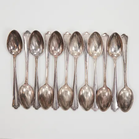 Mockaskedar, 12st, modell Ingrid, 11cm, GAB, silver Vikt: 121,6 g
