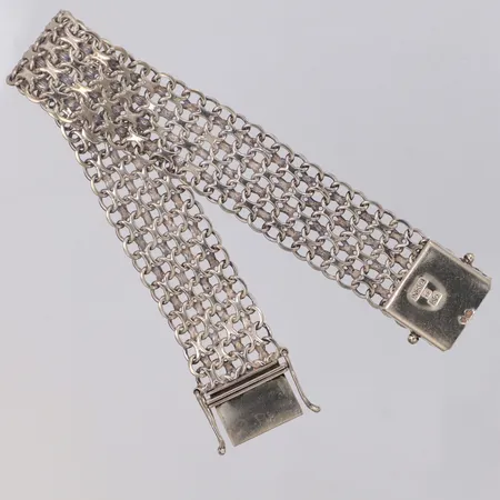 Armband X-länk, längd 18,5cm, bredd 16mm, Köping, 830/1000 silver Vikt: 21,3 g