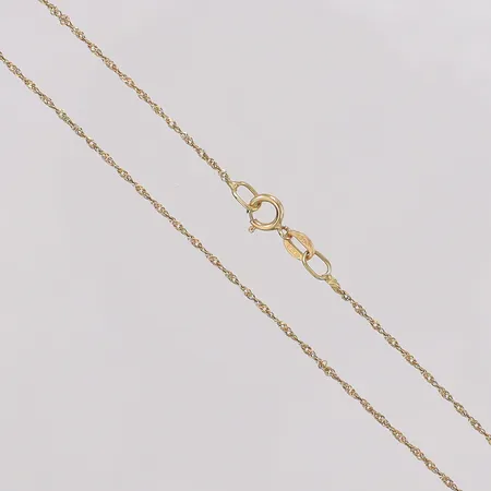 Kedja Singapore längd 45cm bredd 0,8mm, ojämnheter längst länk, Italien, 18K.  Vikt: 1,1 g