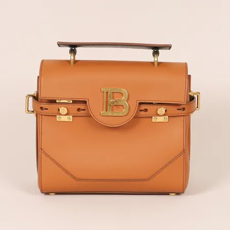 Väska Balmain, B-Buzz 23 Bag, serie-nrr: 150121, axelrem, brunt läder med beslag i gulmetall, ca 23x20x11cm, repa på undersida, dustbag.