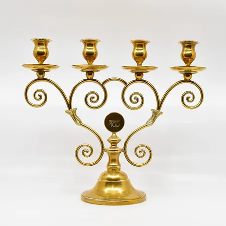  Jubileumsljusstake Skultuna 1607 ASEA 100år 4-armad mässing höjd 29cm bruksskick