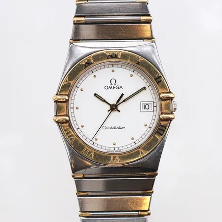Damur Omega Constellation, stål/guld, quartz, Ø32mm, serienr 54566053, cal.513, ca år 1993, stållänk med gulddetaljer, inga tillbehör Vikt: 0 g