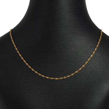 Halskedja Singapore, 18K guld, Guldfynd (GHA), längd 42,0 cm, bredd 1,5 mm, fint skick Vikt: 1,8 g