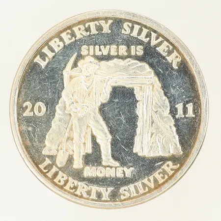 Silvermynt Liberty silver, 2011, One troy ounce "Silver is money", Silver 999/1000, 31,1g Vikt: 31,1 g